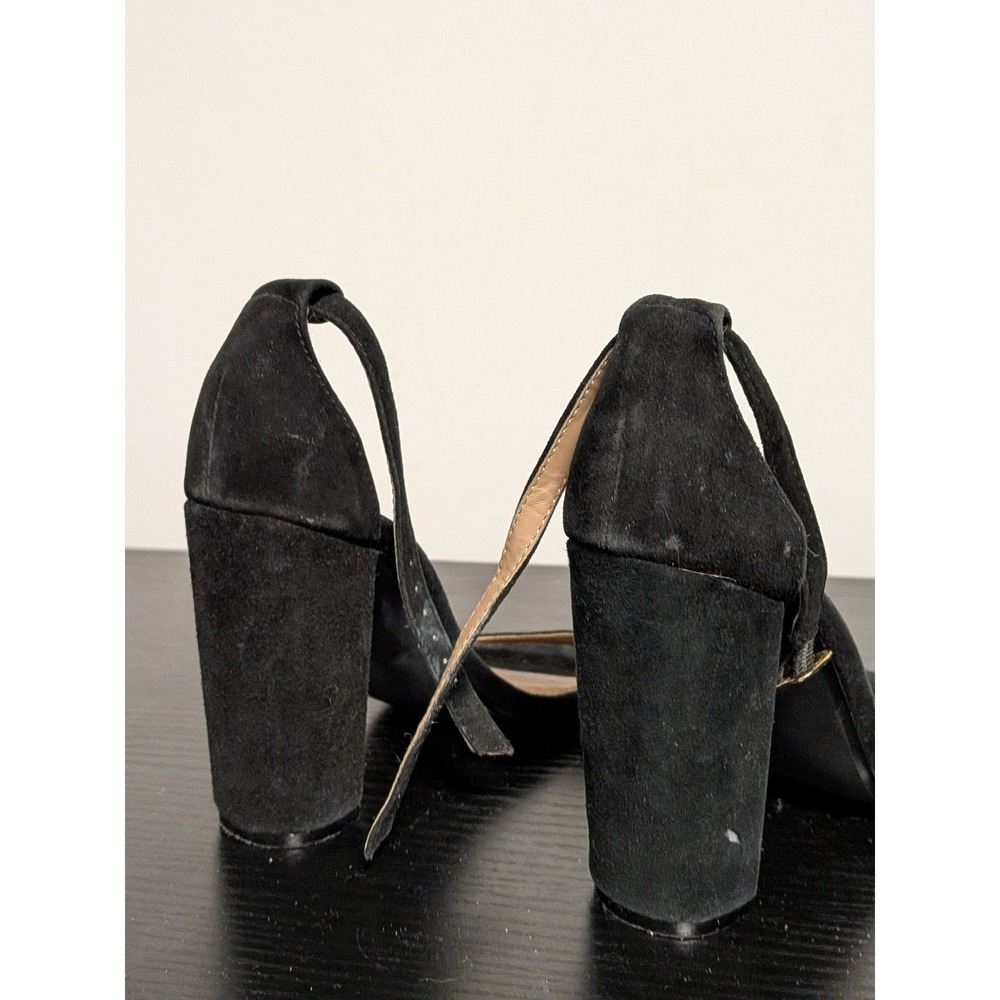 Steve Madden Carrson Black Suede Block Heel Ankle Strap Sandal Womens 6M - Picture 8 of 12